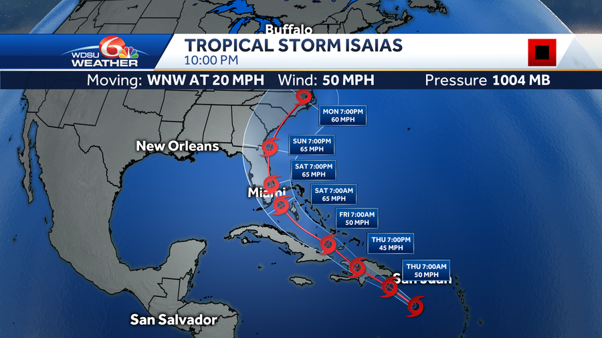 Hurricane Isaias is moving north toward the Appalachian and Mid-Atlantic regions; Tropical Storm Rachel shakes Southern California