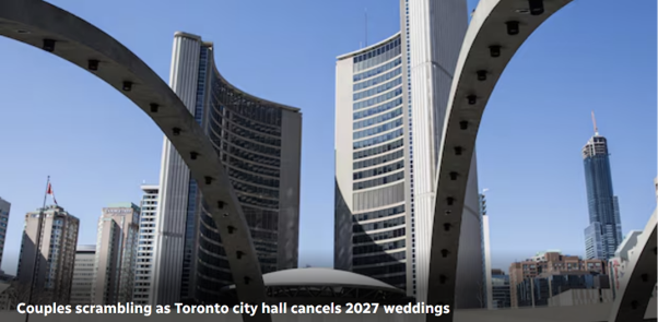 Couples set to marry at Toronto city hall in 2027 in limbo amid construction plans