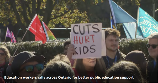 Teachers, education workers rally in Toronto calling for more funding for education